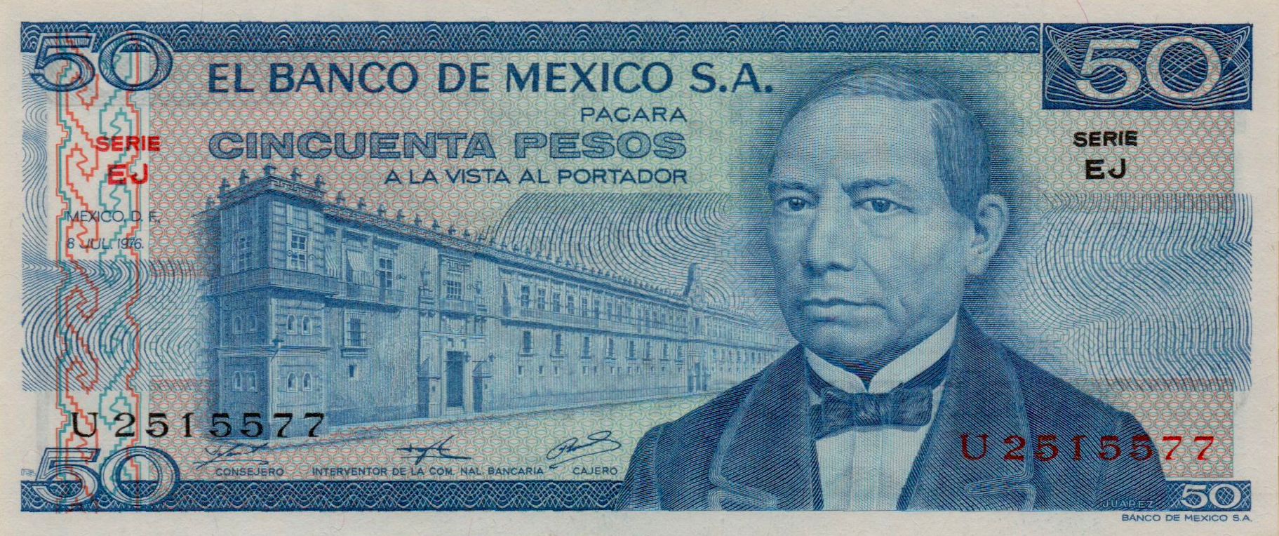 Mexico 50 1976 UNC P-65/bEJ